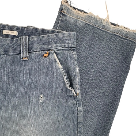 Vintage Old Navy Trouser Jeans Y2K Ultra Low Waist Wide Leg Distressed | 16 33" - Picture 8 of 13
